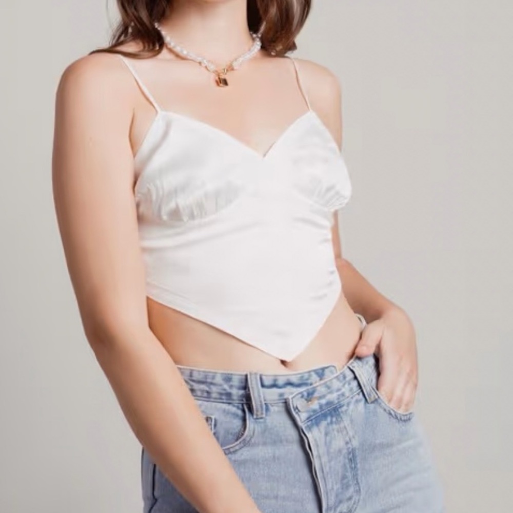 White lace-trim bustier top - Picture 3 of 7
